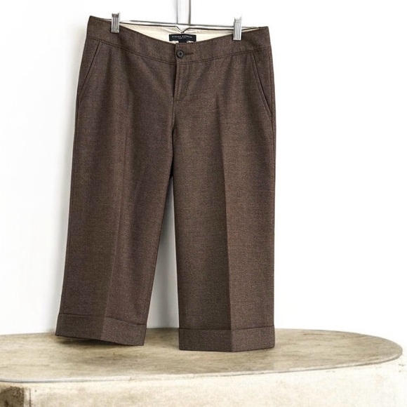 Banana Republic Pants - Banana Republic Women’s Ryan Fit Cropped Wool Pants Size 4 Brown Zip Vintage